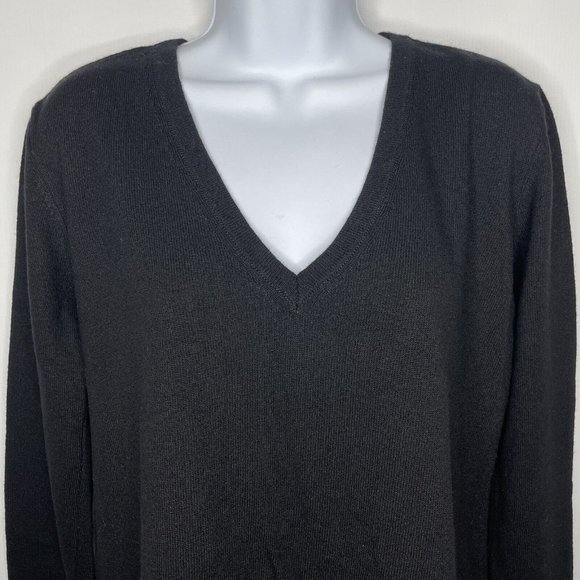 Superdry Premium Luxe Black Cashmere Blend Knit V-neck Pullover Sweater - Picture 2 of 8